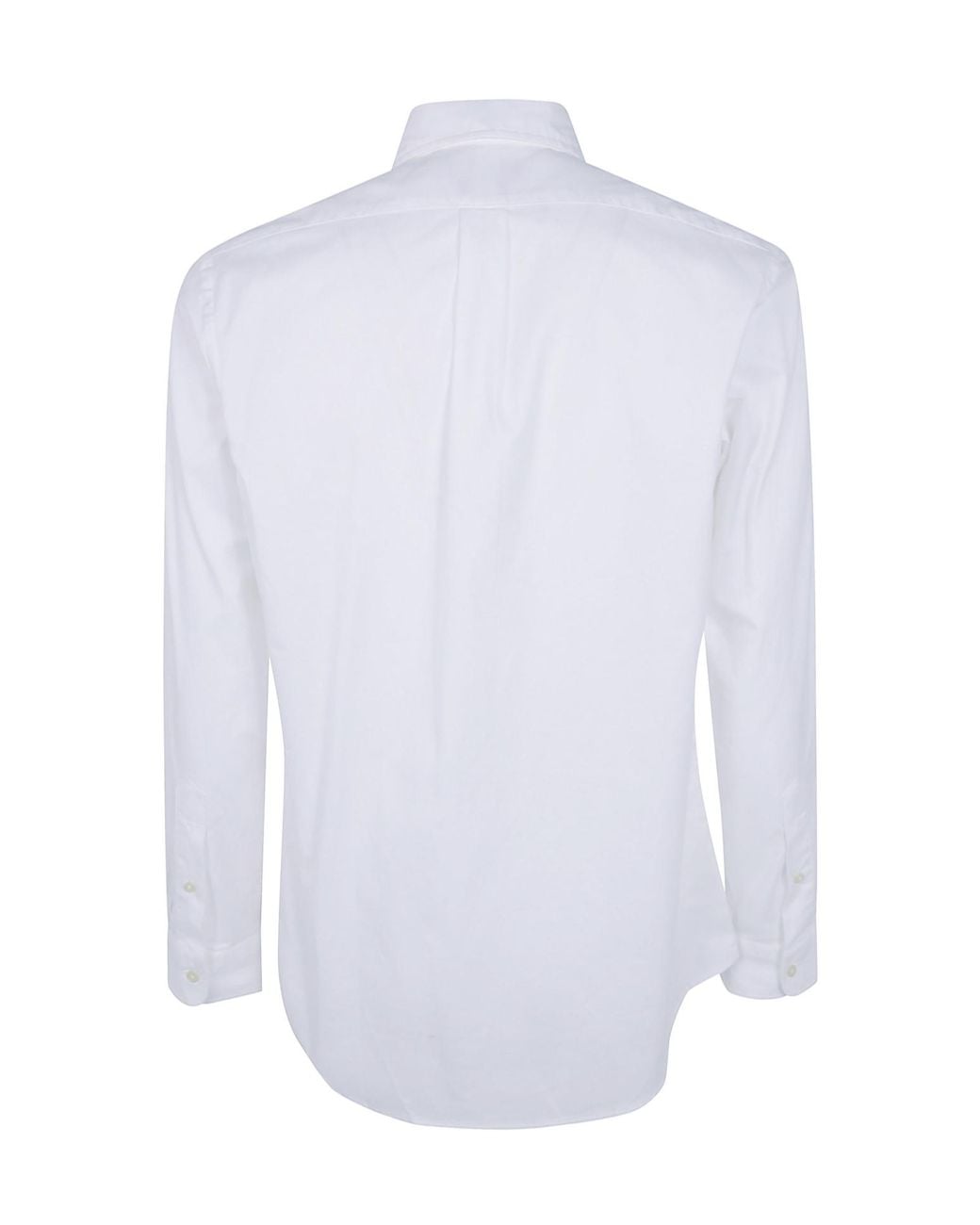 Polo Ralph Lauren White Curved Hem Pony Embroidered Oxford Shirt for men