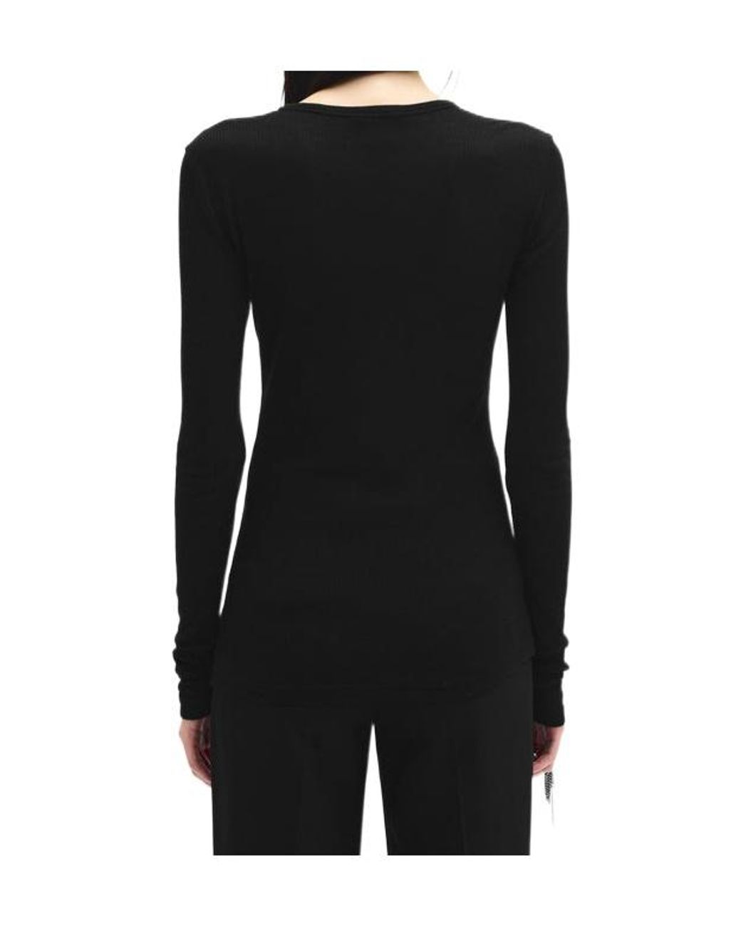 Ann Demeulemeester Black Fiene Long-Sleeve Ribbed Top