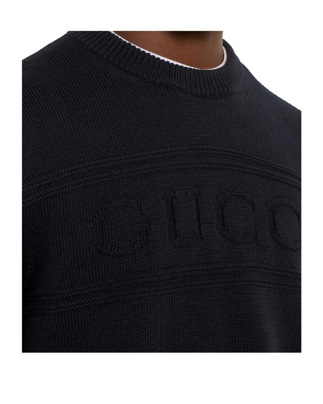 Gucci Black Logo Intarsia Knitted Sweater for men