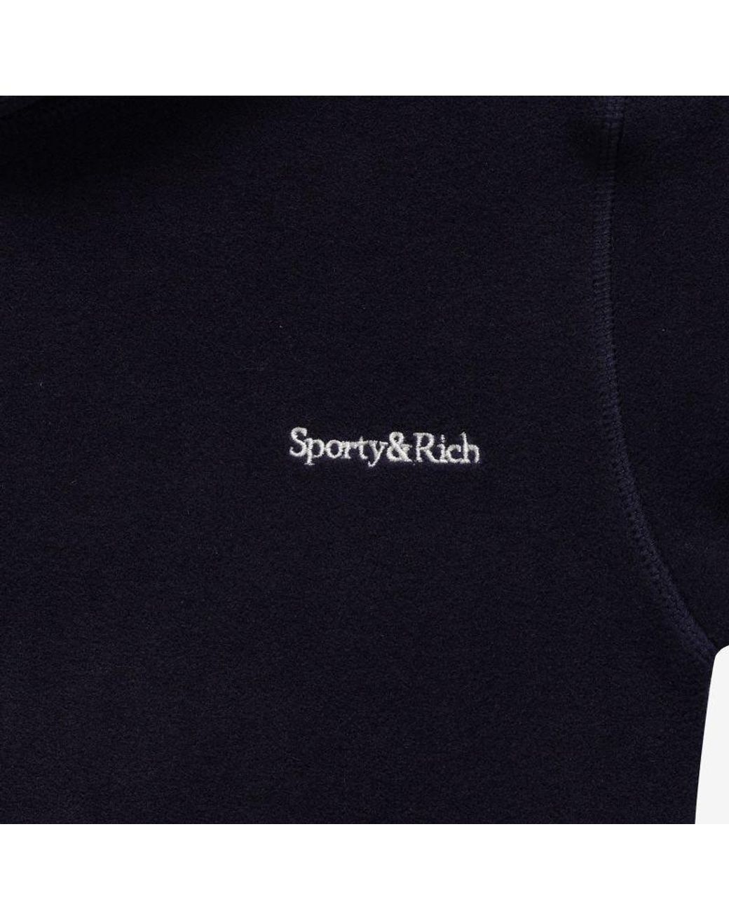 Sporty & Rich Blue Logo Embroidered Jersey Fleece Sweatshirt