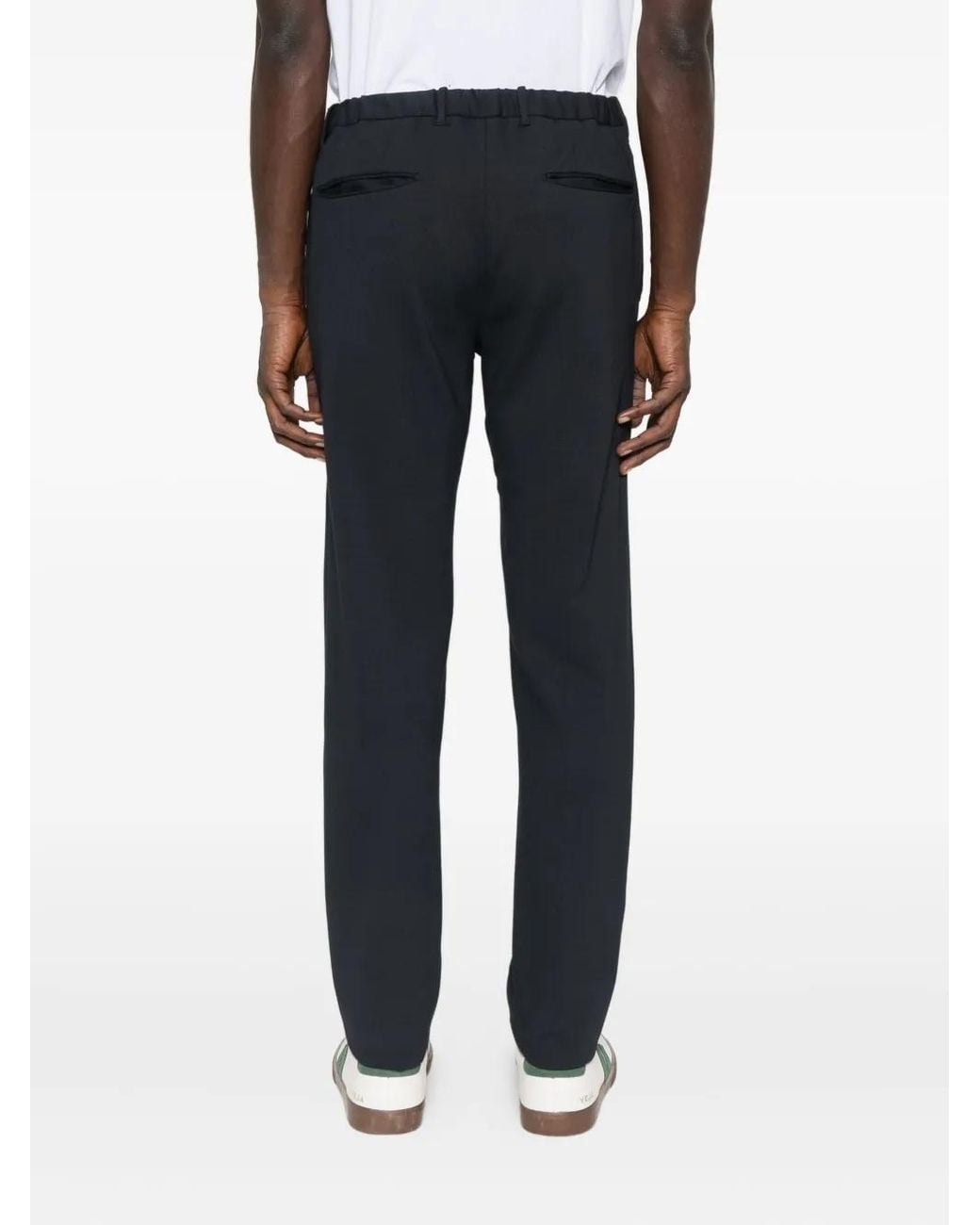 Incotex Blue Elastic-Waistband Trousers for men