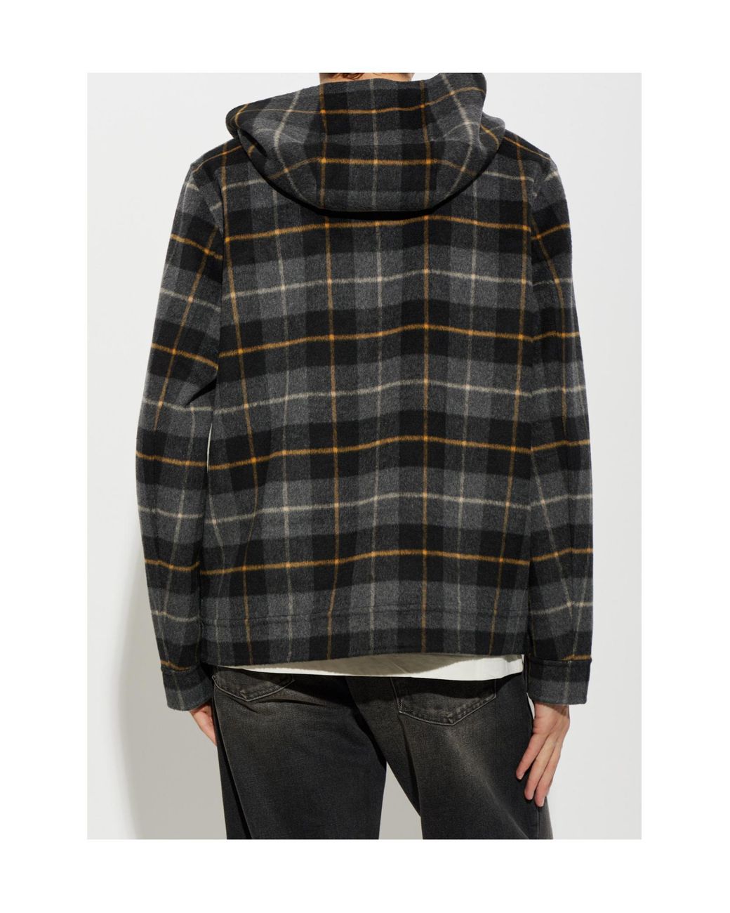 Woolrich Black Checked Zip-Up Hooded Jacket for men