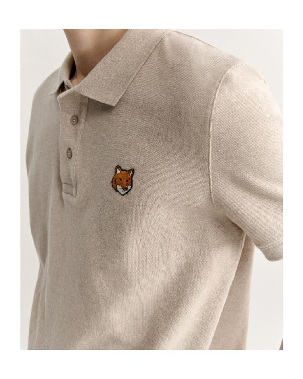 Maison Kitsuné White Fox Head Patch Polo Shirt for men