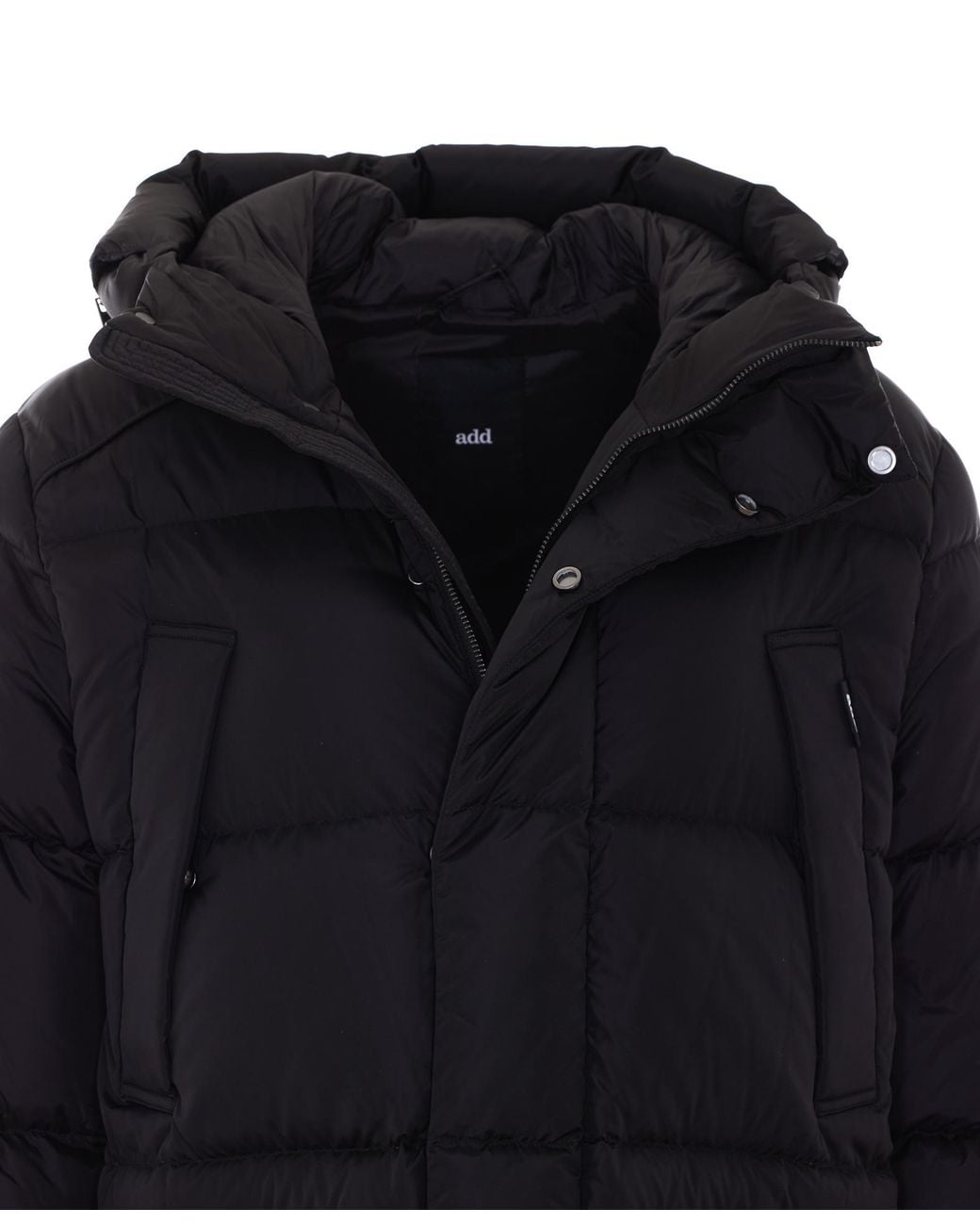Add Blue Quilted Hooded Down Coat for men