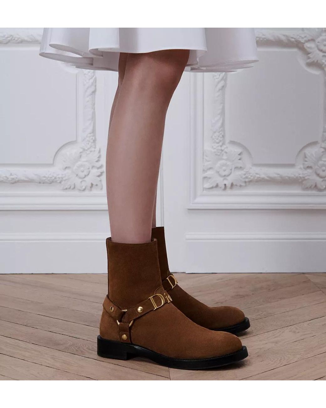 Dior Brown Christian Buckle Strap Ankle Boots