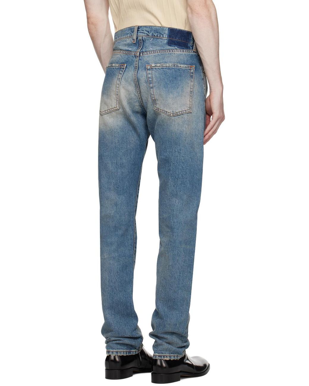 Maison Margiela Blue Distressed Jeans for men