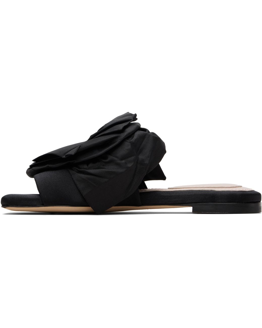 Simone Rocha Black Floral Appliqué Slippers