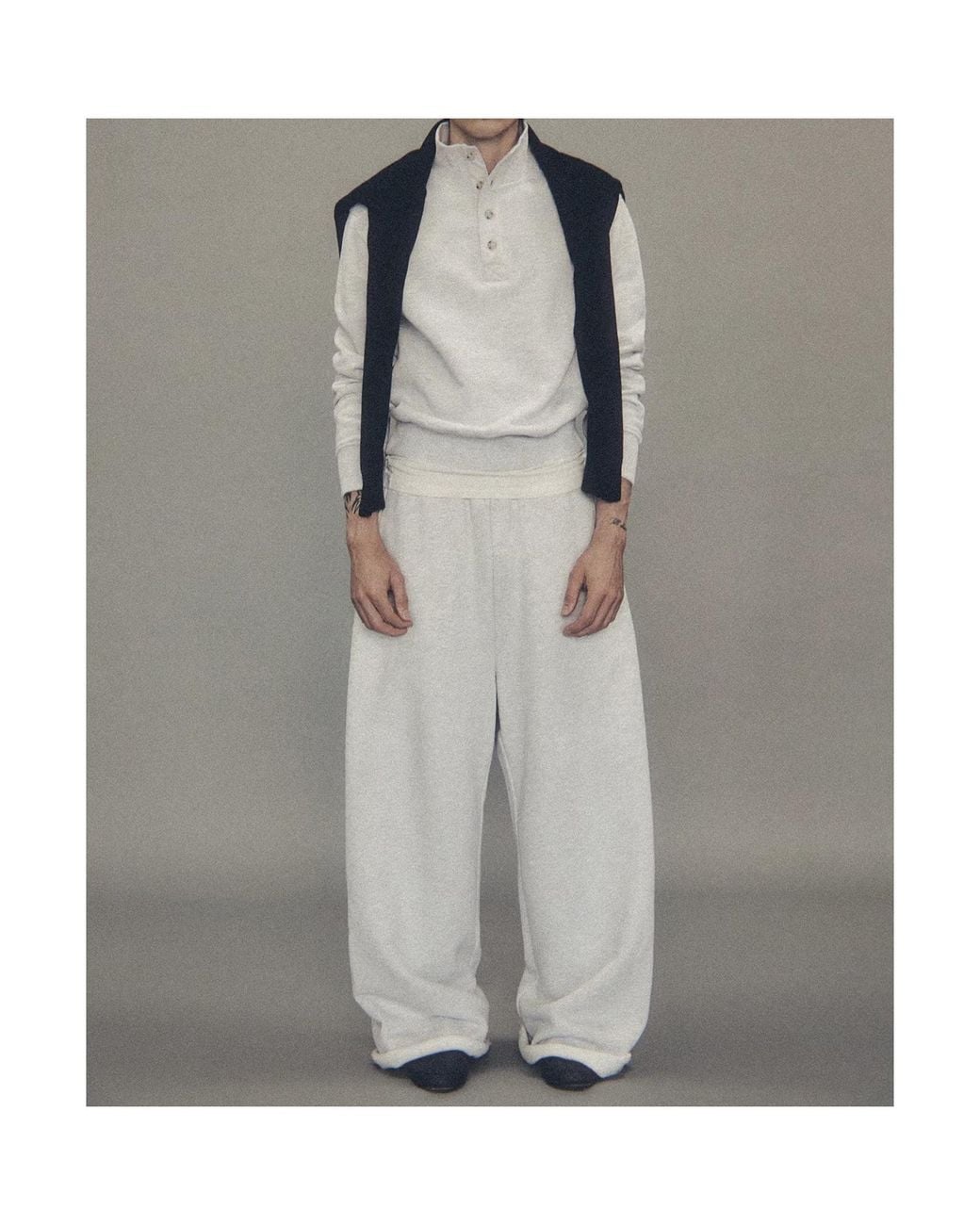 Entire studios White Button-Up High-Neck Sweater for men