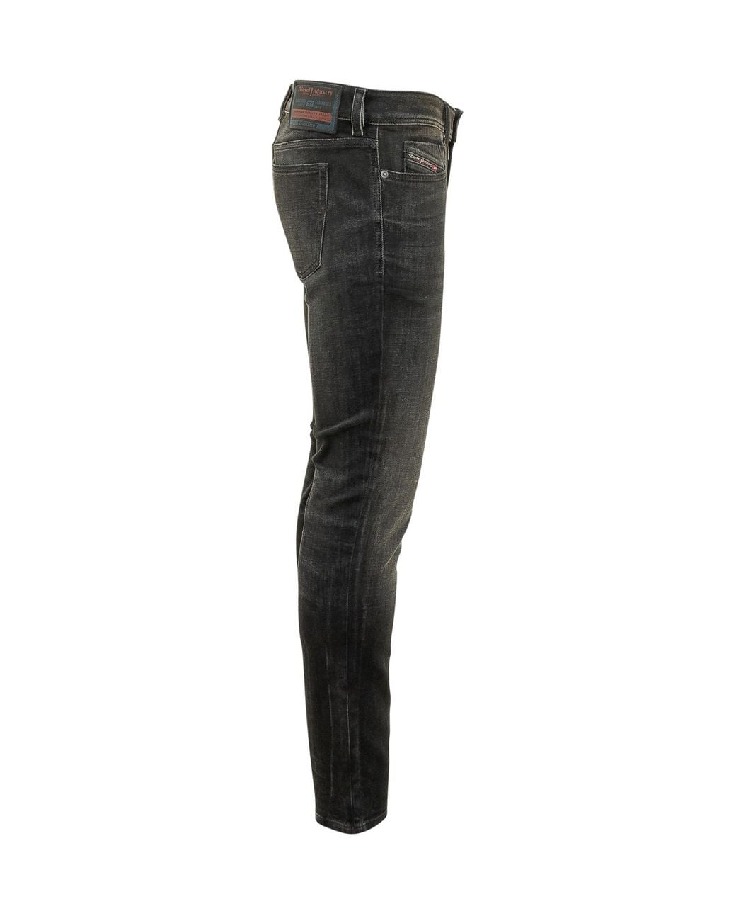 DIESEL Black Logo Patch Jeans for men