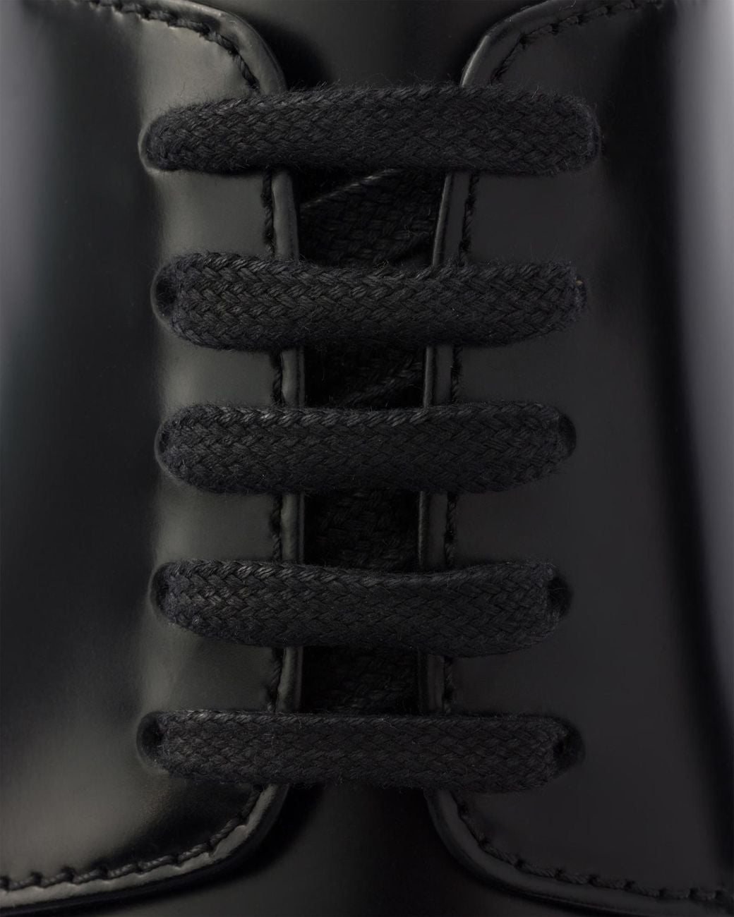 Prada Black Lace-Up Flat Shoes for men