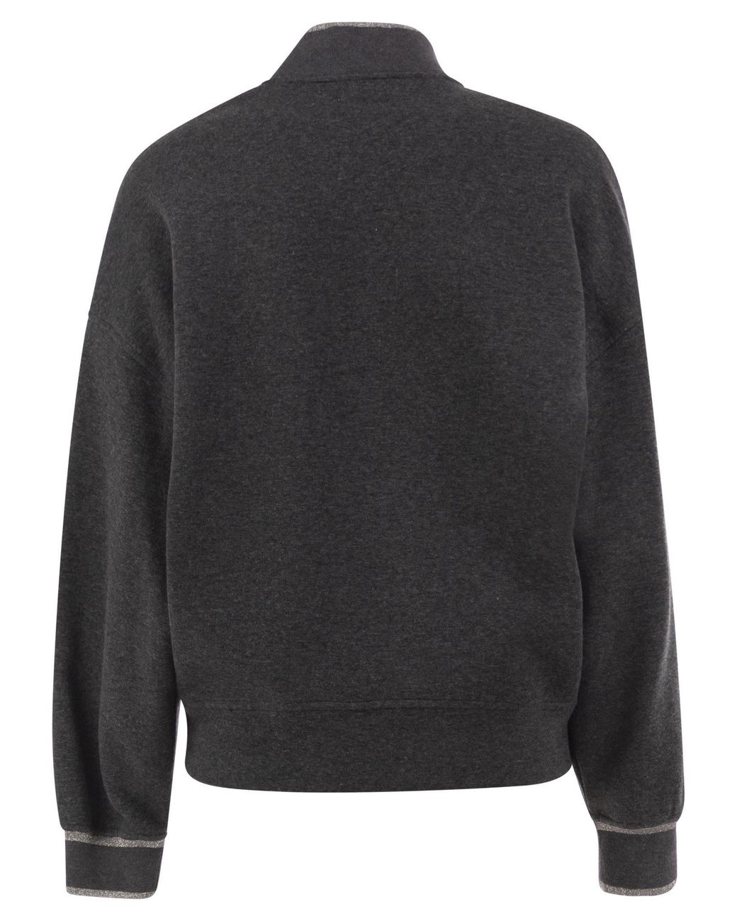 Brunello Cucinelli Gray Techno Cotton And Cashmere Interlock Bomber Jacket