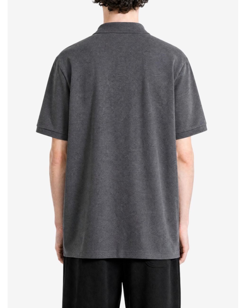 Moncler Gray Logo Patch Piquet Polo Shirt for men