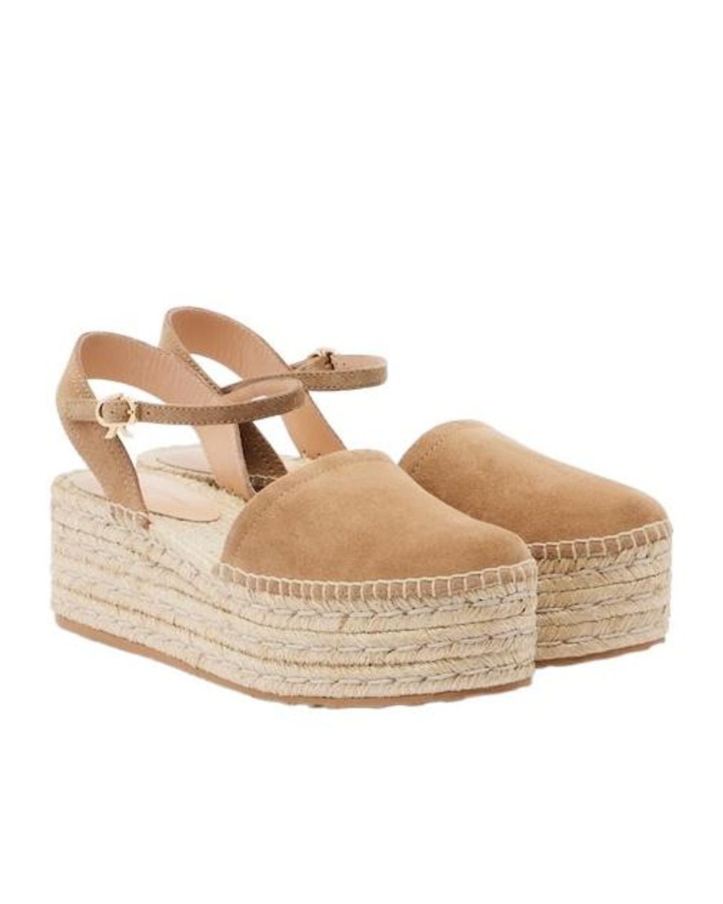 Gianvito Rossi Natural Solid Suede Espadrilles