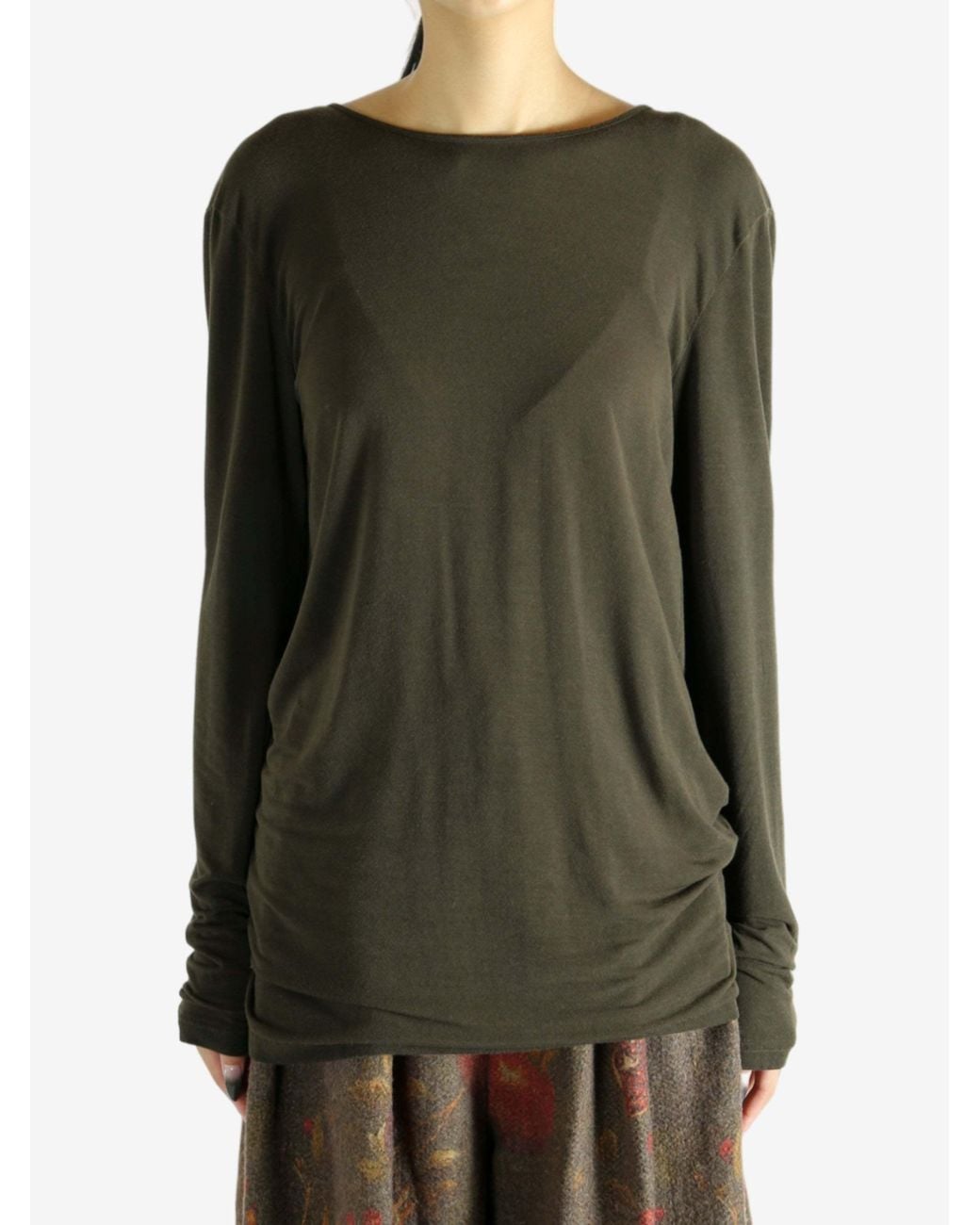 Uma Wang Green Lace-Up T-Shirt