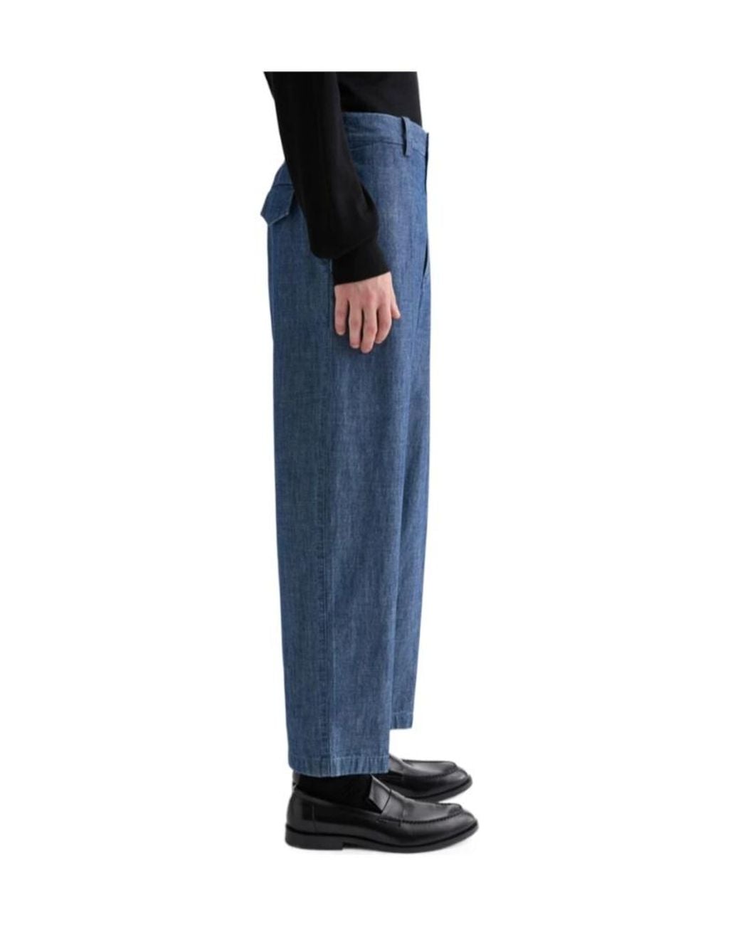 Jil Sander Blue Chambray Tapered Trousers for men