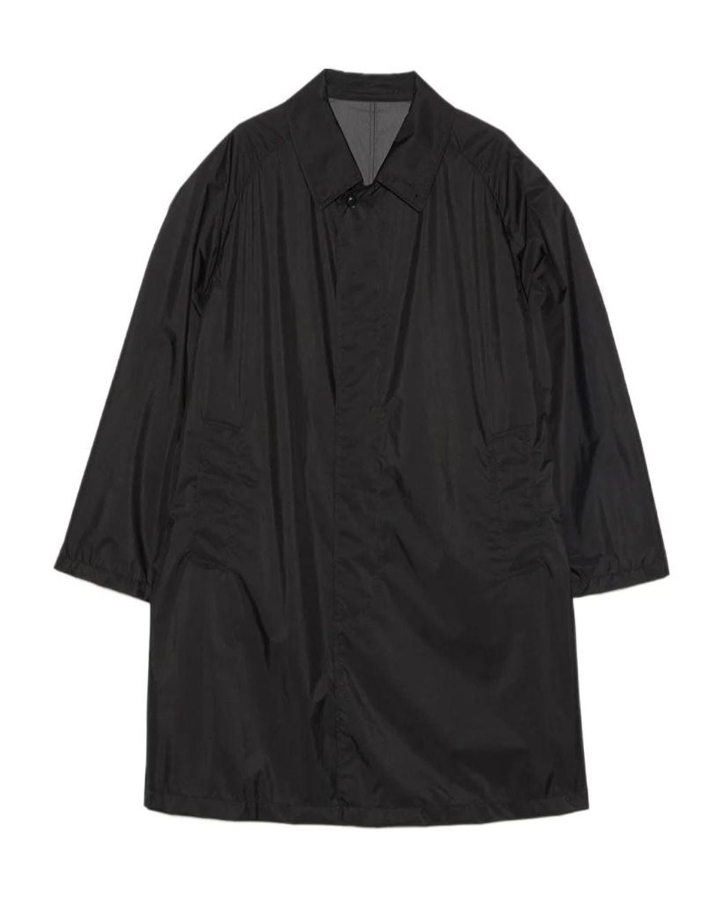 Nanamica Black Balmacaan Foldable Coat for men