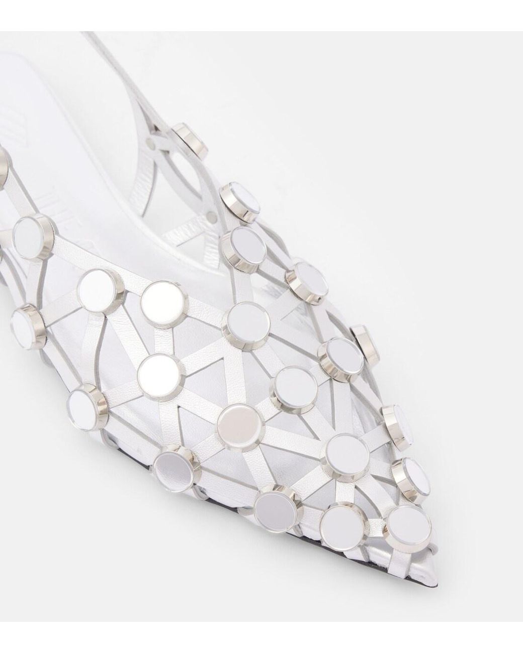 The Attico White Grid Leather Ballet Flats