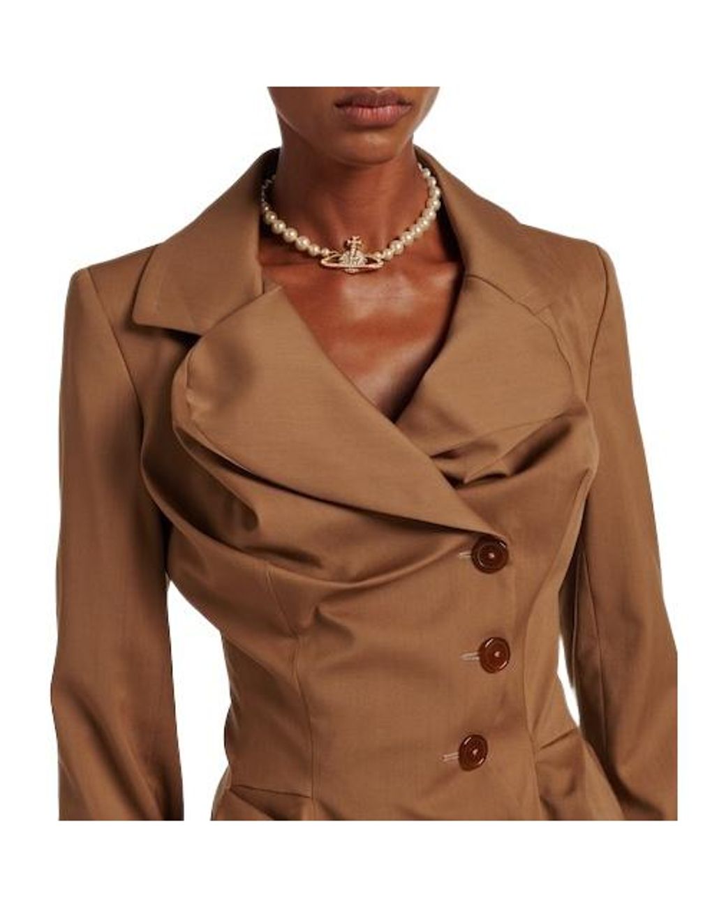 Vivienne Westwood Brown Draped Peplum Virgin Wool Jacket