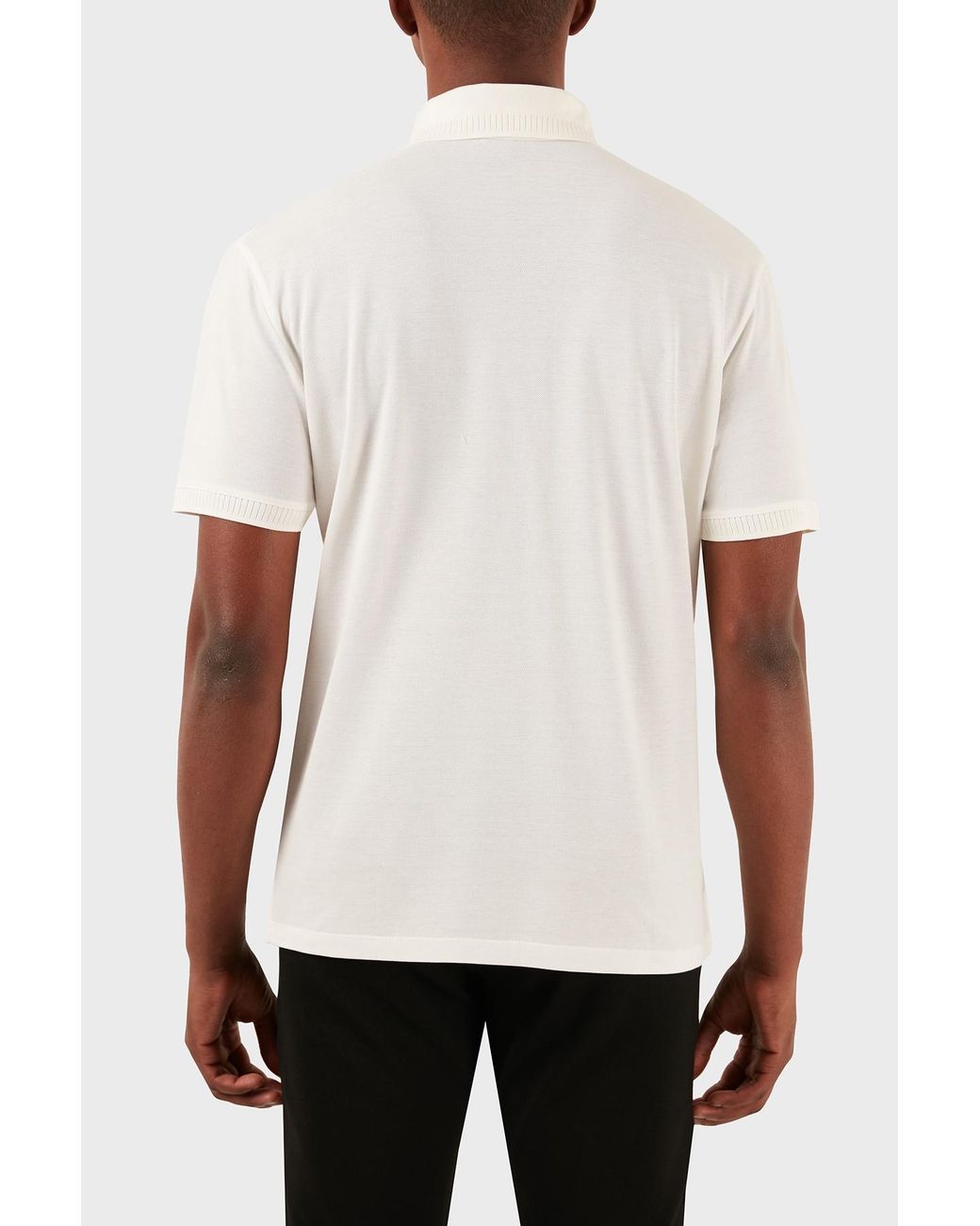 Emporio Armani White Logo-Embroidered Polo Shirt for men