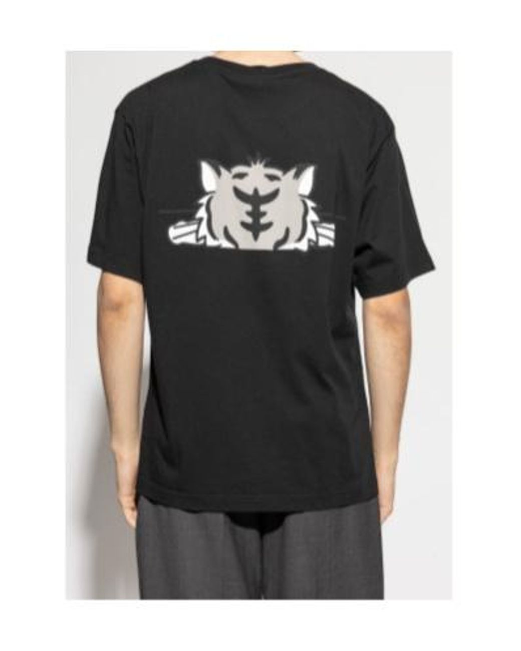 KENZO Black Happy Tiger Printed Crewneck T-Shirt for men