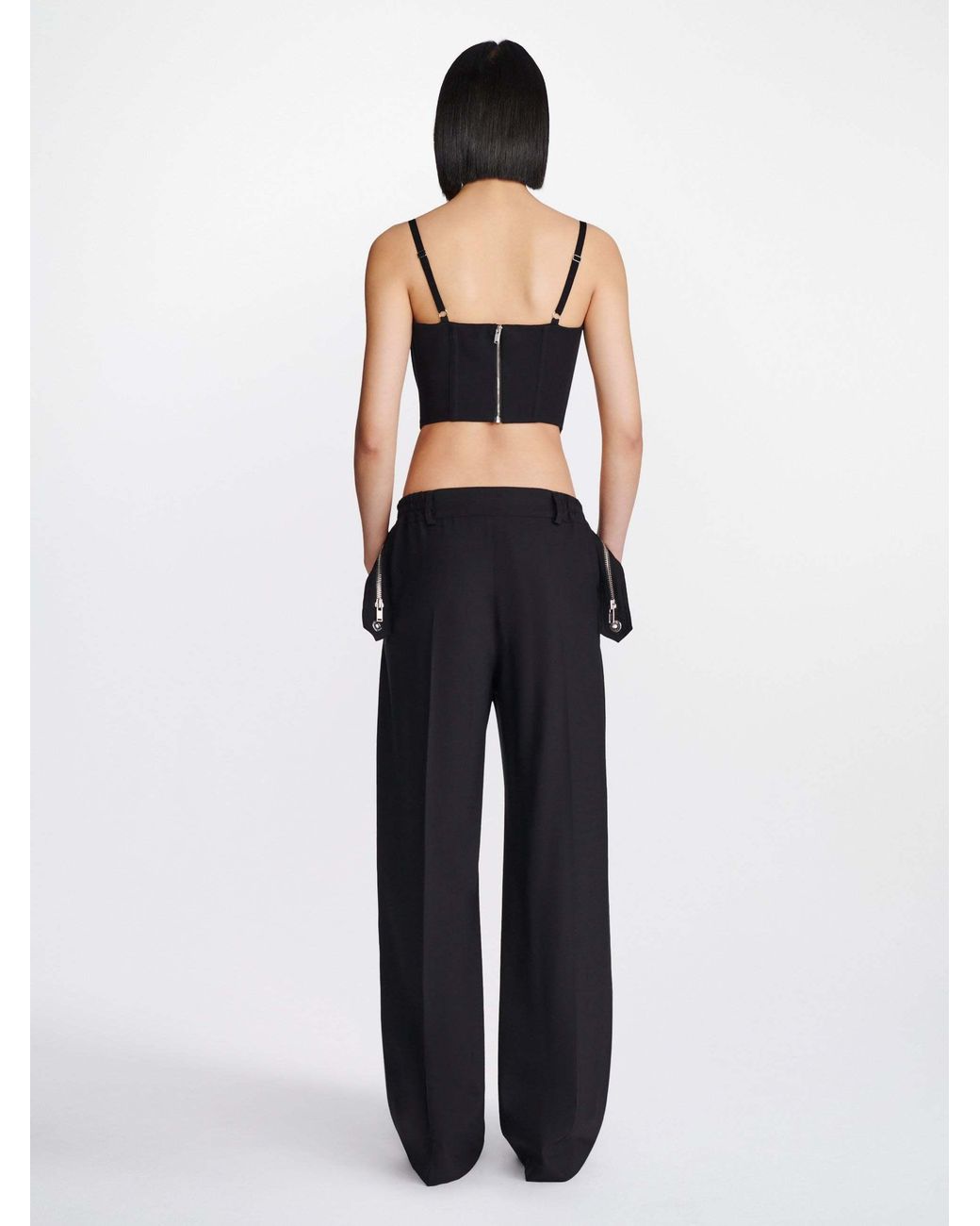 Dion Lee Blue Zipped Wool Straight-Leg Trousers