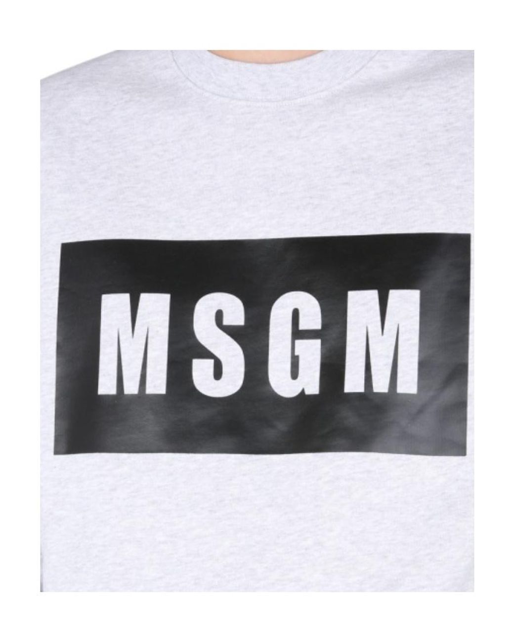 MSGM White Logo-Print Cotton Sweatshirt for men