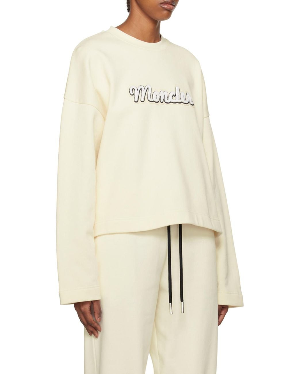 Moncler White Logo Printed Crewneck Sweatshirt