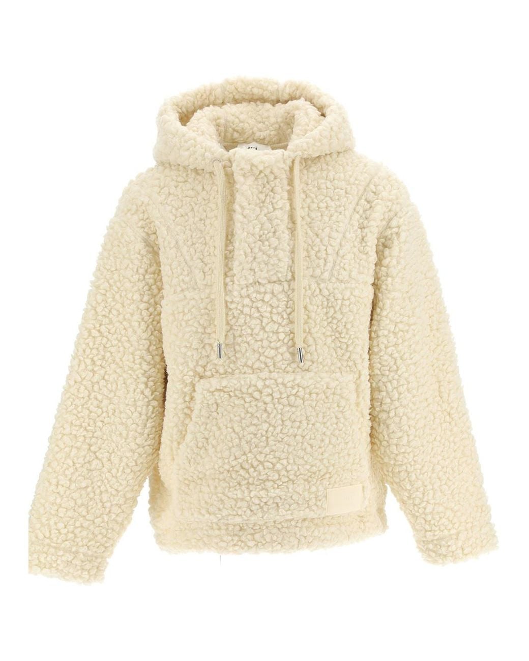 AMI Natural Logo Patch Drawstring Hoodie for men