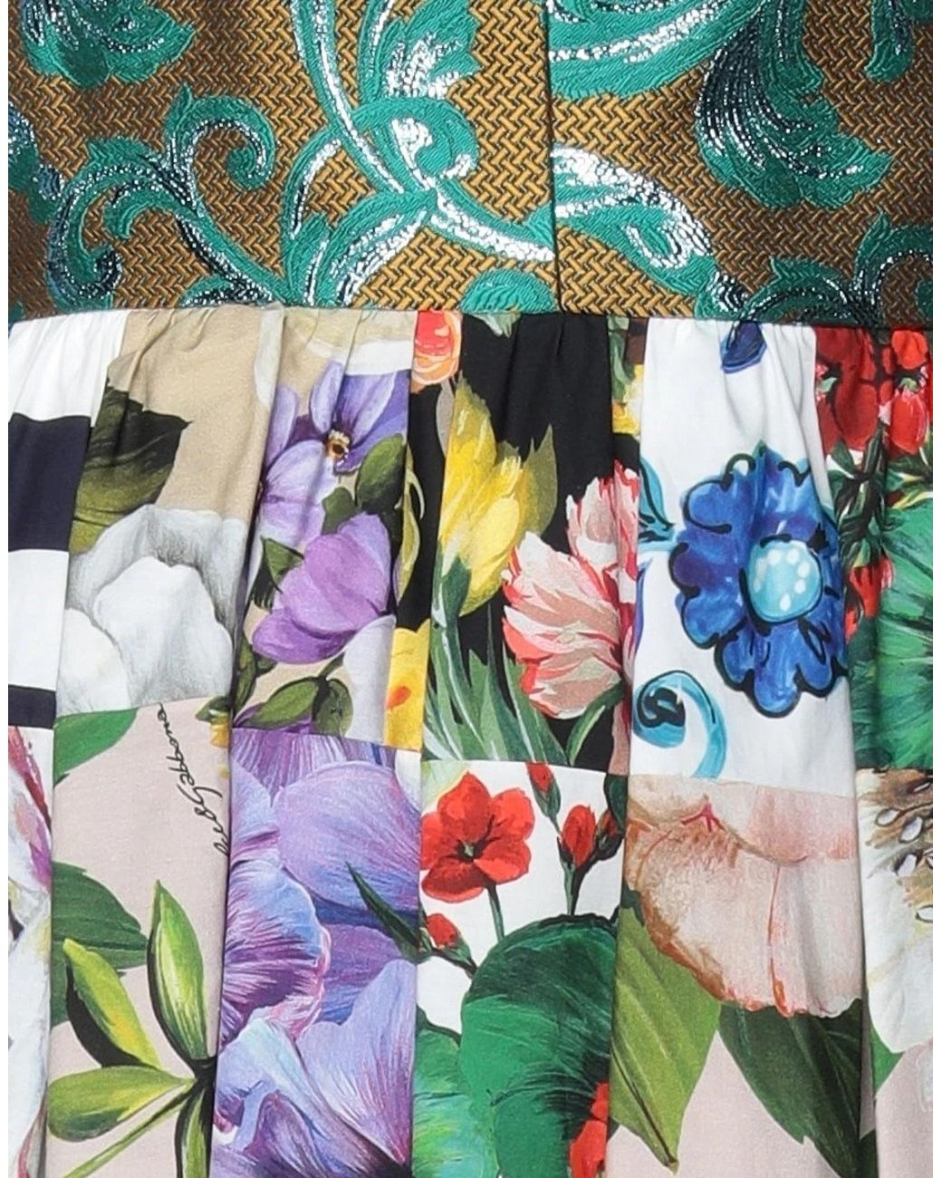 Dolce & Gabbana White Floral Pleated Skirt