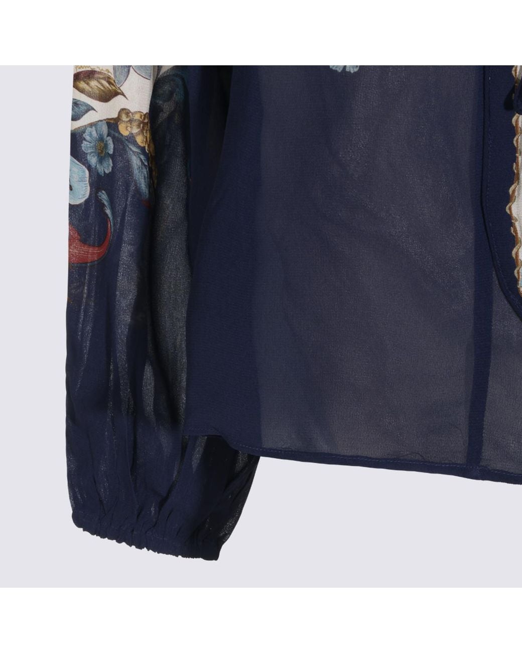 Farm Rio Blue Tie-Neck Printed Blouse