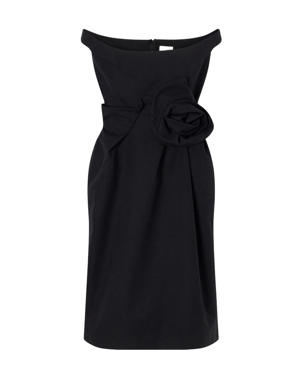 Magda Butrym Black Floral-Appliquéd Off-The-Shoulder Cotton Midi Dress