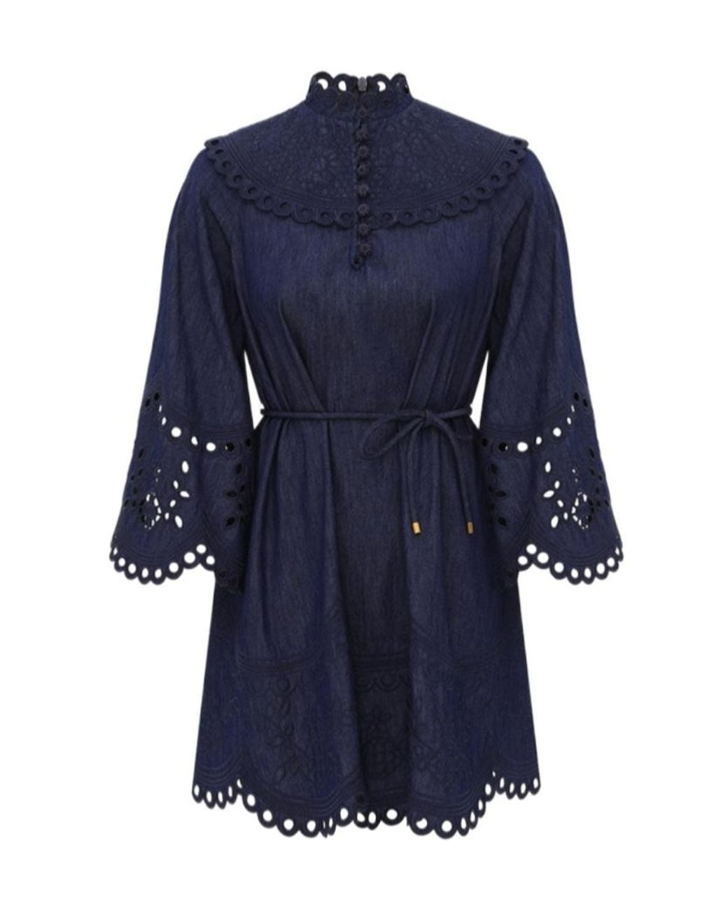 Zimmermann Blue Mahon Broderie Denim Mini Dress