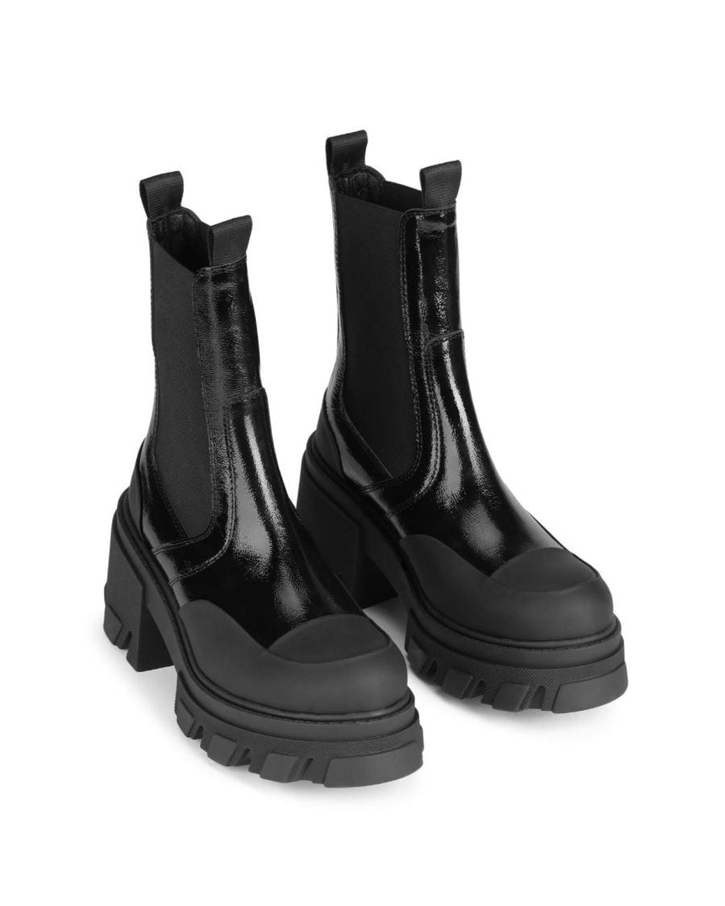 Ganni Black Cleated Mid Chelsea Boots