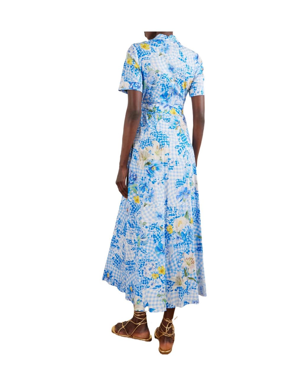 Mary Katrantzou Blue Floral Cotton-Blend Maxi Dress