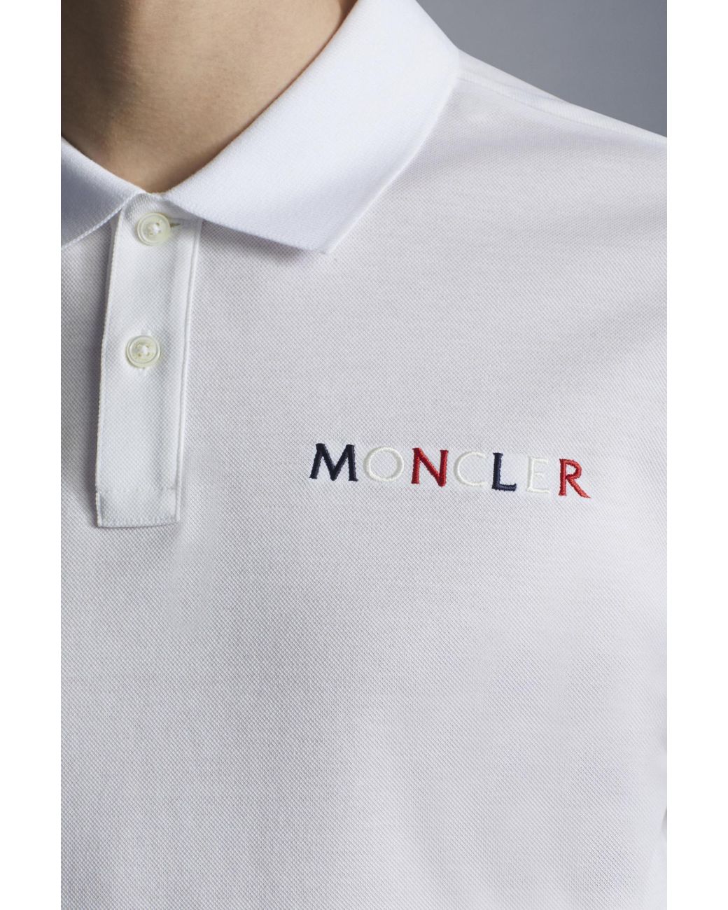 Moncler White Logo-Embroidered Polo Shirt for men