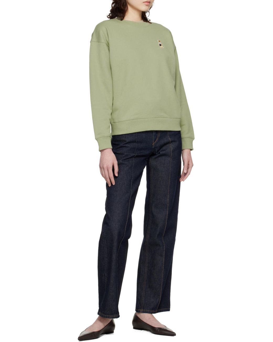 Maison Kitsuné Green Maison Kitsuné Dressed Fox Logo Sweatshirt