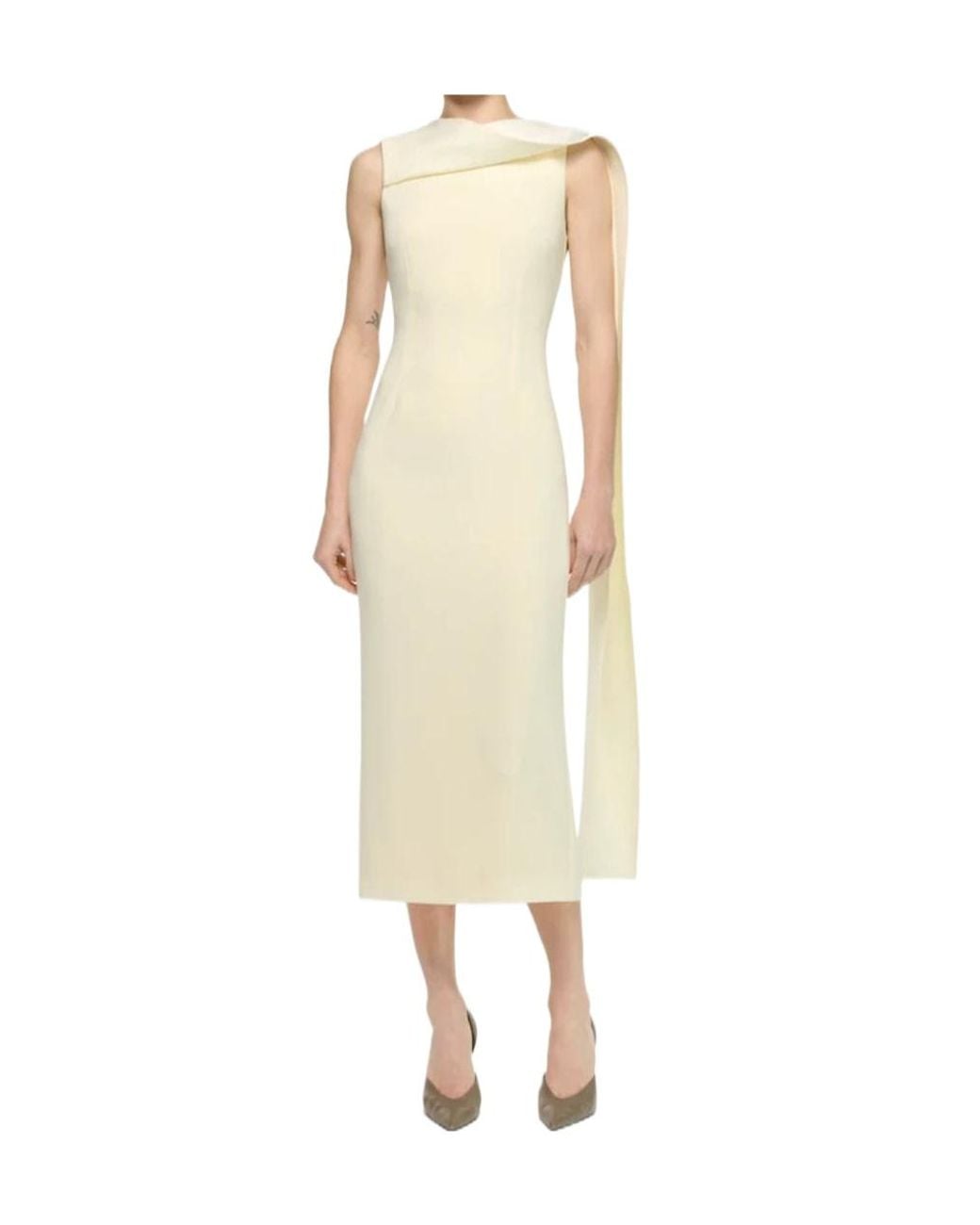 Roland Mouret White Sash-Detail Midi Dress