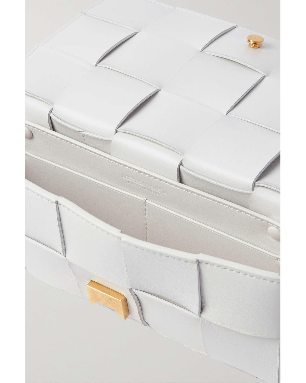 Bottega Veneta White Cassette Chain Shoulder Bag
