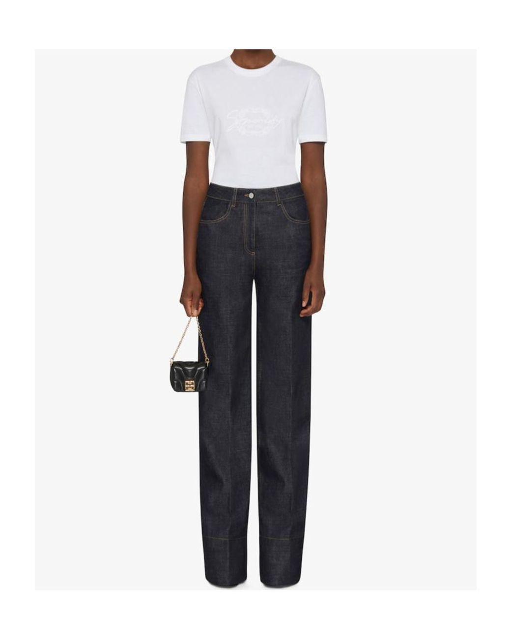 Givenchy White Logo Embroidered Crewneck T-Shirt