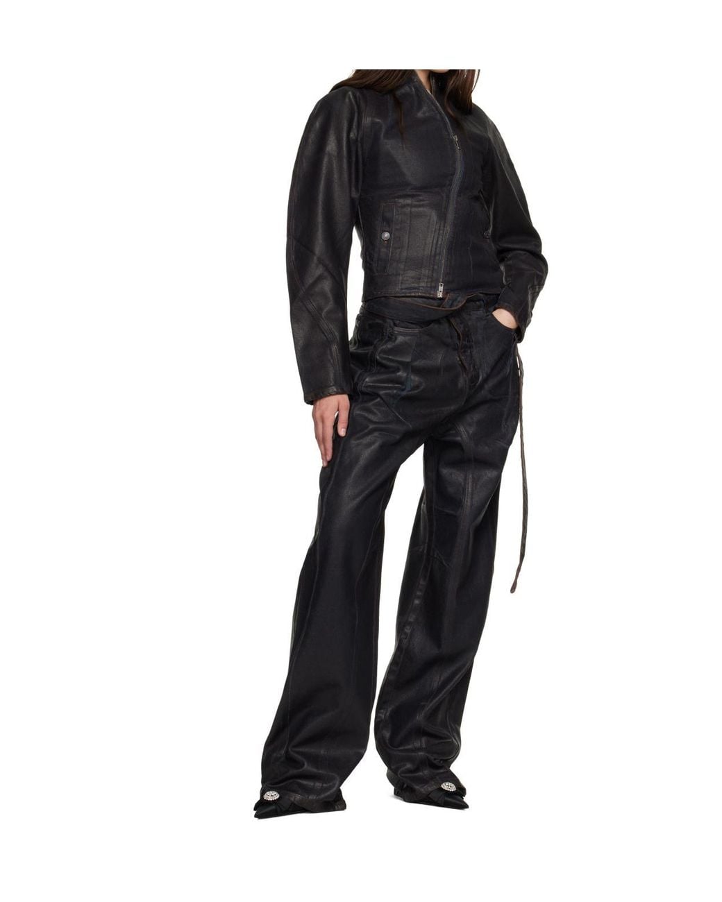 OTTOLINGER Black Stand-Up Collar Denim Jacket