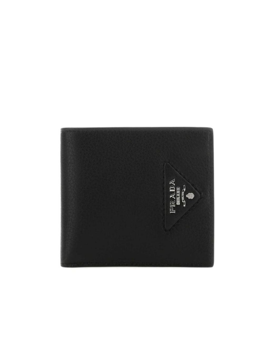 Prada Black Logo Plaque Bi-Fold Wallet for men
