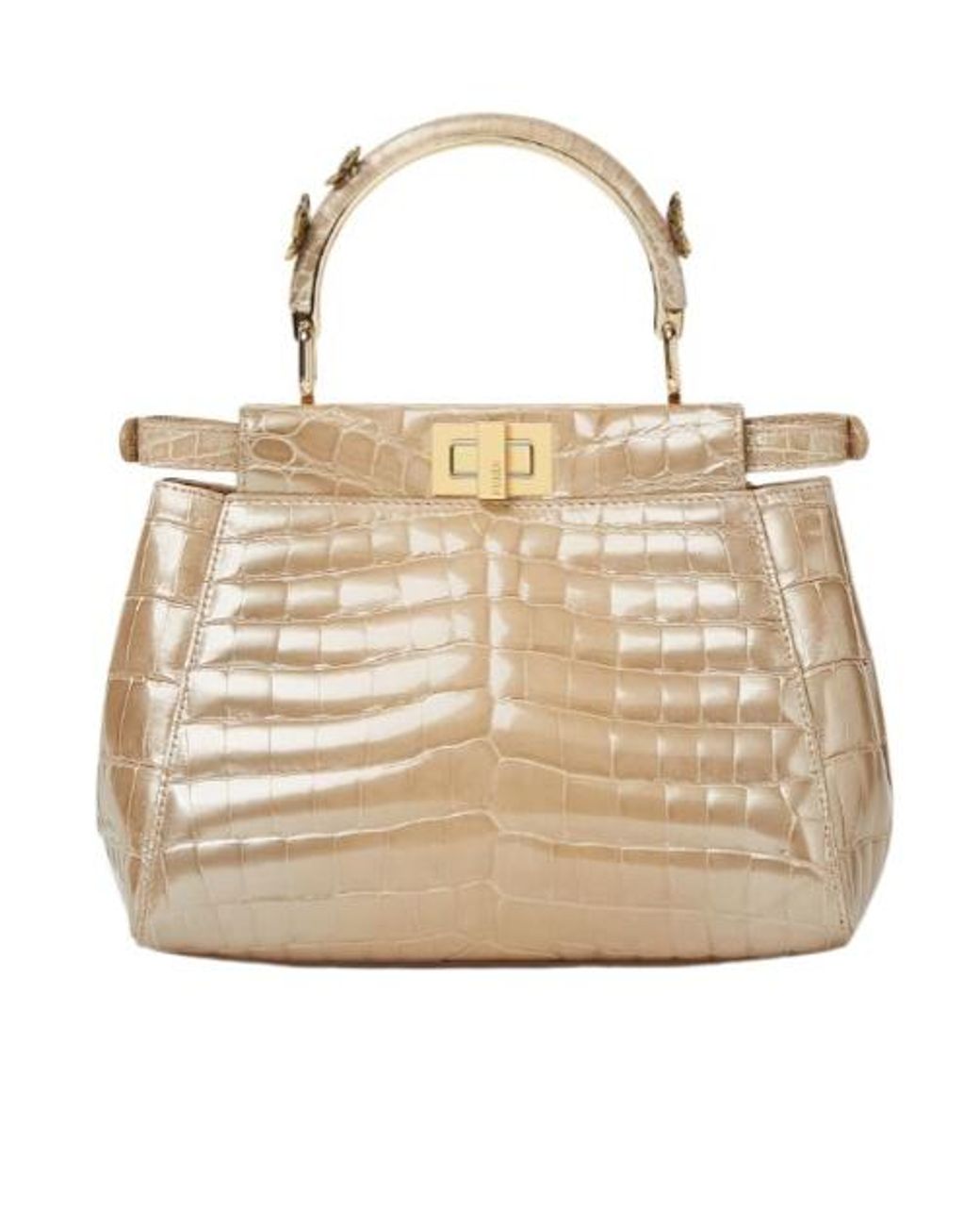 Fendi Natural Pearlescent Ivory Crocodile Leather Bag