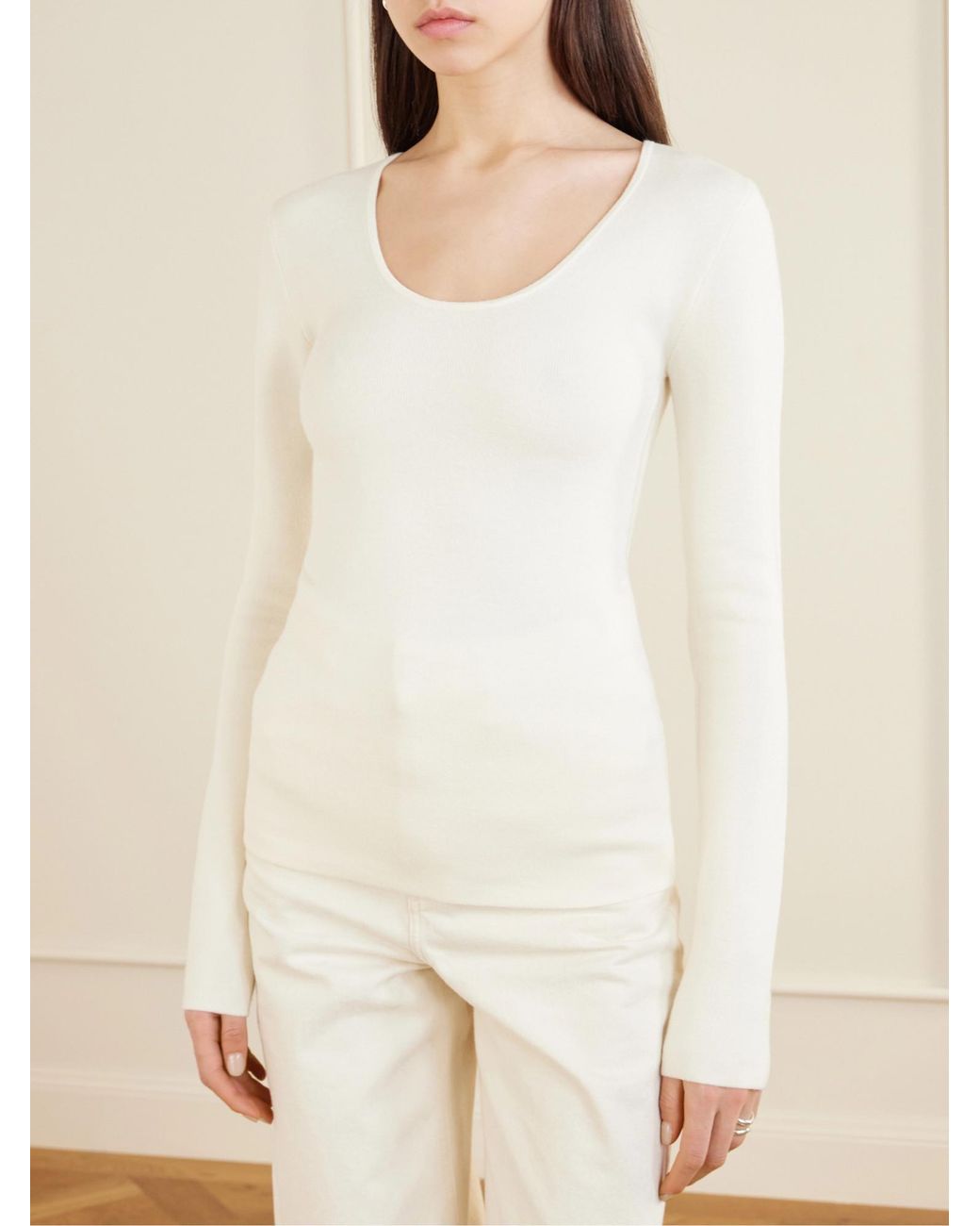 Totême  Natural Totême Long-Sleeve Scoop Neck Jumper