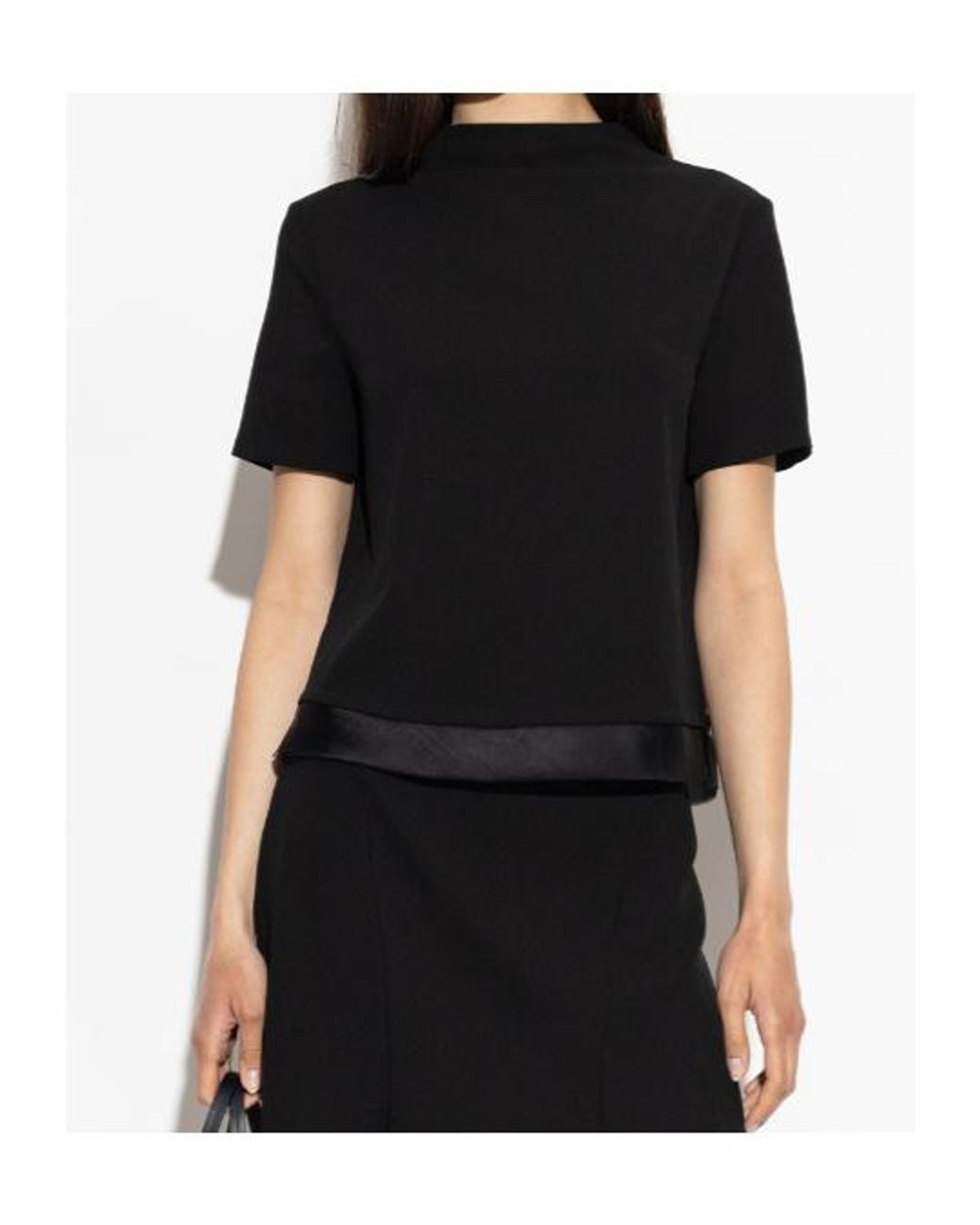 Jil Sander Black Contrast Trim Short-Sleeve Top