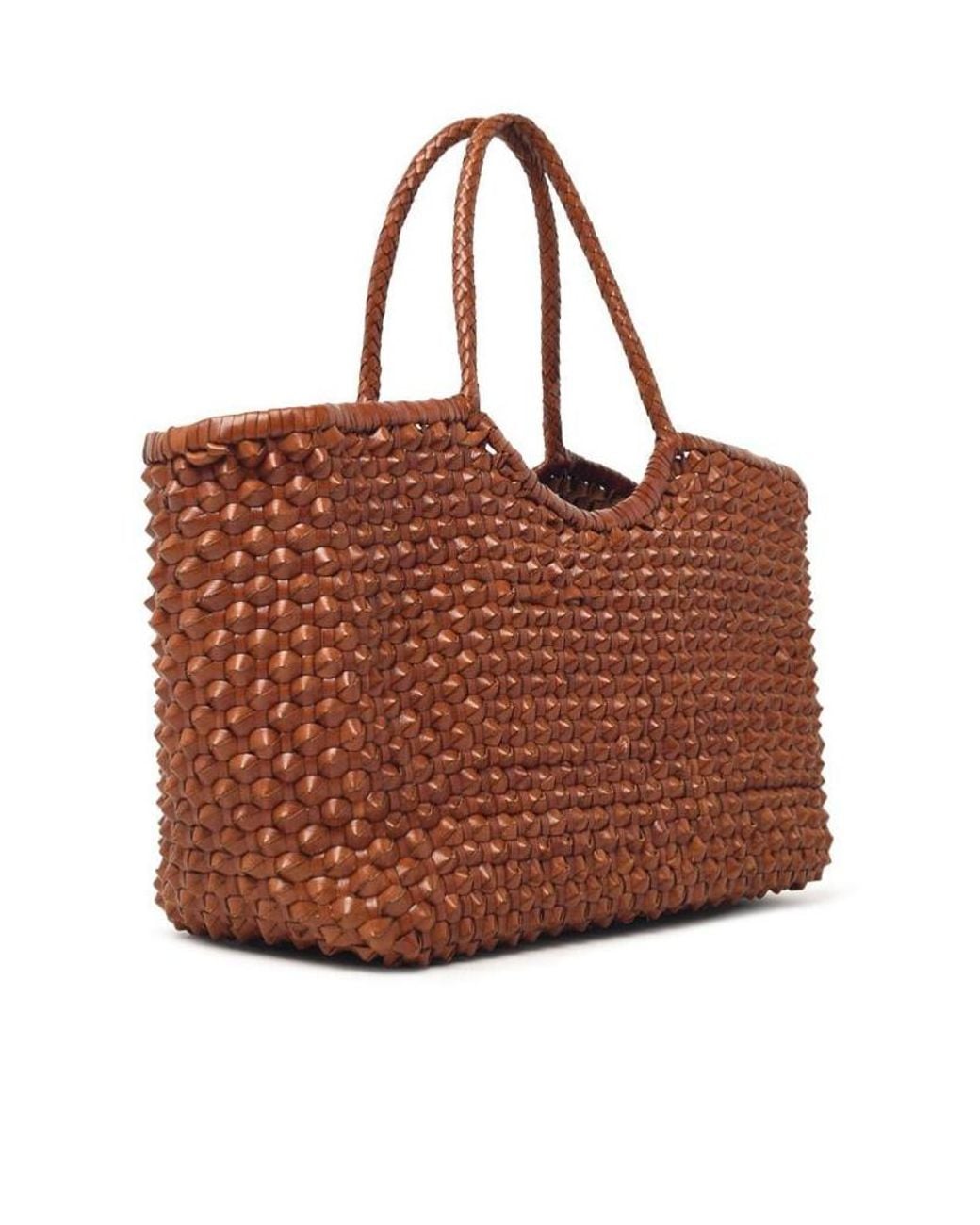Dragon Diffusion Brown Nantucket Cactus Woven Top Handle Bag