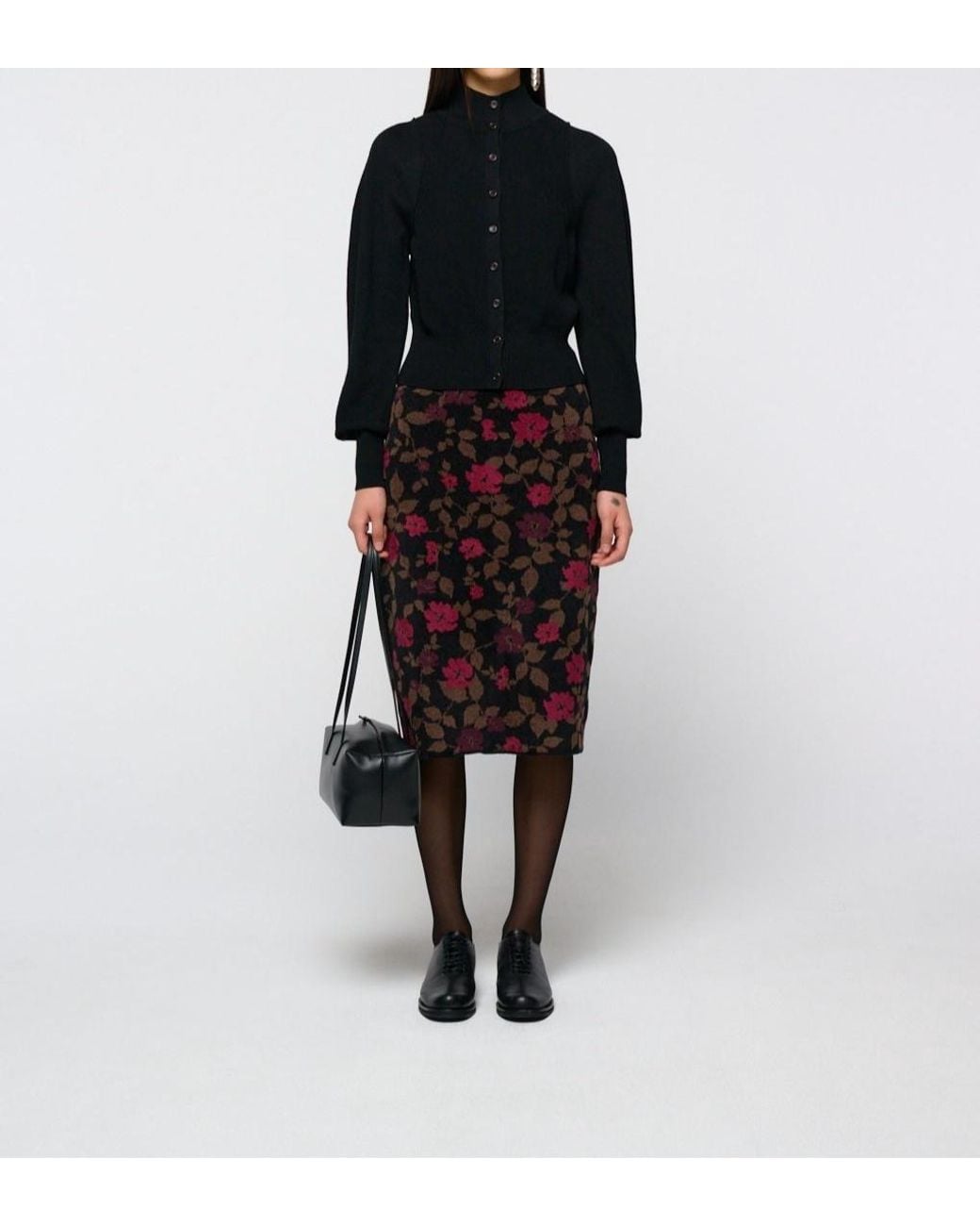 Amomento Black Button-Front Knit Cardigan