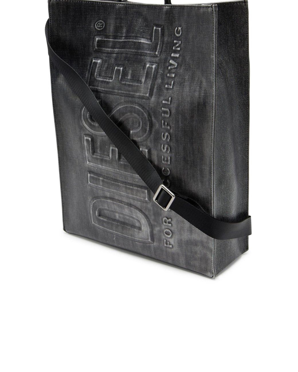 DIESEL Black Dsl 3D Logo-Embossed Top Handle Tote Bag for men