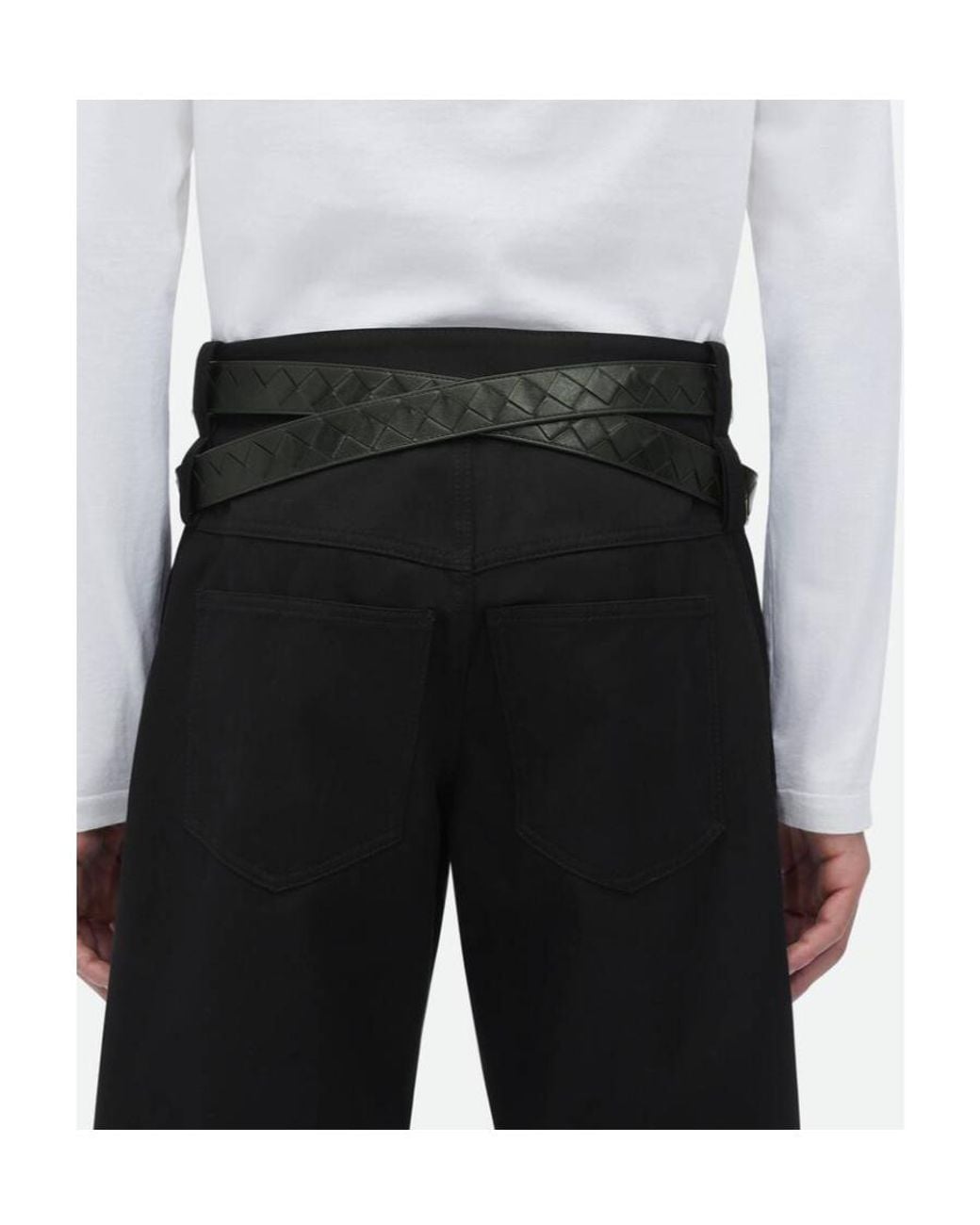 Bottega Veneta Black Signature Weave Buckle Belt for men