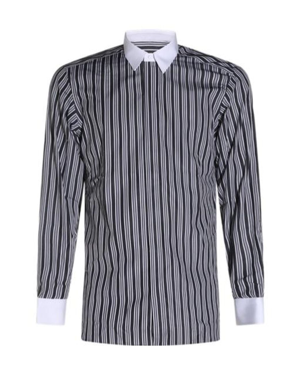 Tom Ford Blue Contrast Collar Striped Shirt for men