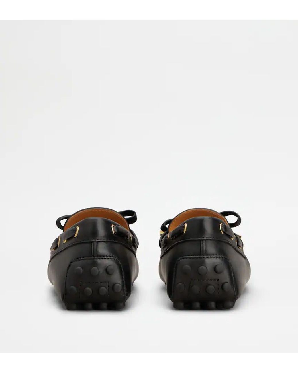 Tod's Black Gommino Bow Detail Flat Shoes